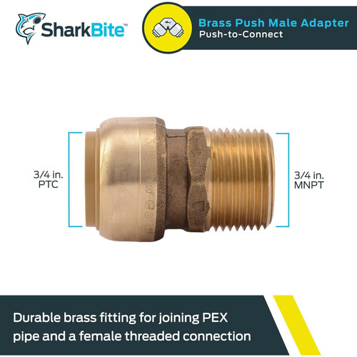 SharkBite U134LFA  3/4" Push-to-Connect x 3/4" MNPT Brass Male Adapter Image 1