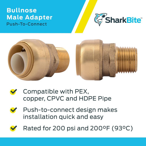 SharkBite U138LFA  3/4" Push-to-Connect x 1/2" MNPT Brass Male Adapter Image 3