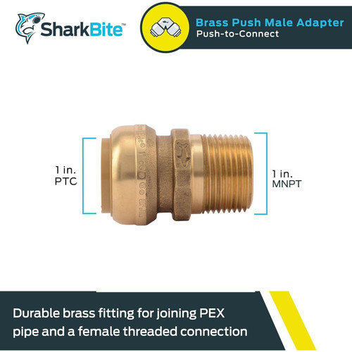 SharkBite U140LFA  1" Push-to-Connect x 1" MNPT Brass Male Adapter Image 4