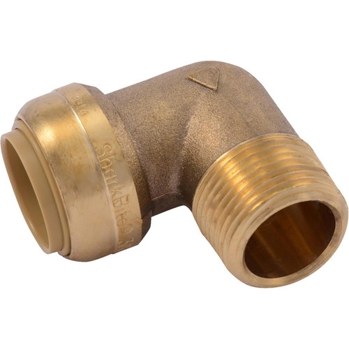 SharkBite U286LFA  3/4" Push-to-Connect x 3/4" MNPT Brass Male Adapter 90 Degree Elbow Image 0