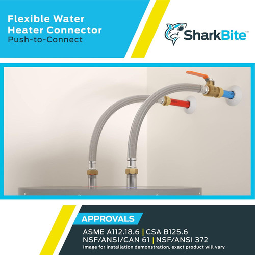 SharkBite U3068FLEX18BVLF  1/2" Push-to-Connect x 3/4" FIP x 18" Length Stainless Steel Braided Water Heater Connector with Ball Valve Image 4