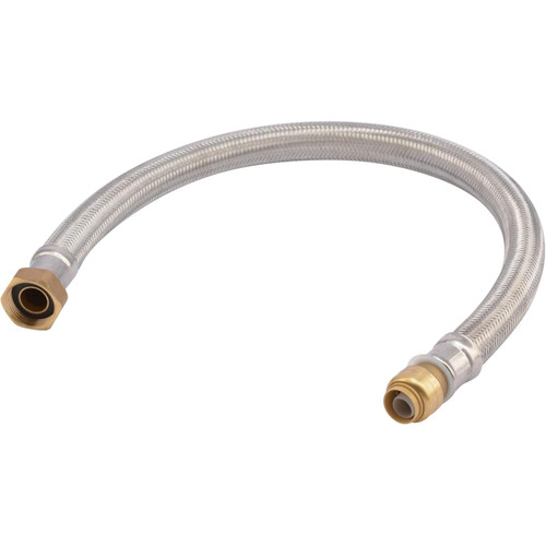 SharkBite U3068FLEX24LF  1/2" Push-to-Connect x 3/4" FIP x 24" Length Stainless Steel Braided Water Heater Connector Hose Image 0