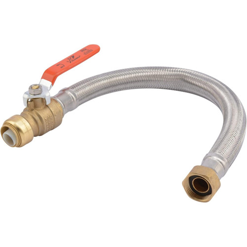 SharkBite U3088FLEX18BVLF  3/4" Push-to-Connect x 3/4" FIP x 18" Length Stainless Steel Braided Water Heater Connector with Ball Valve Image 0
