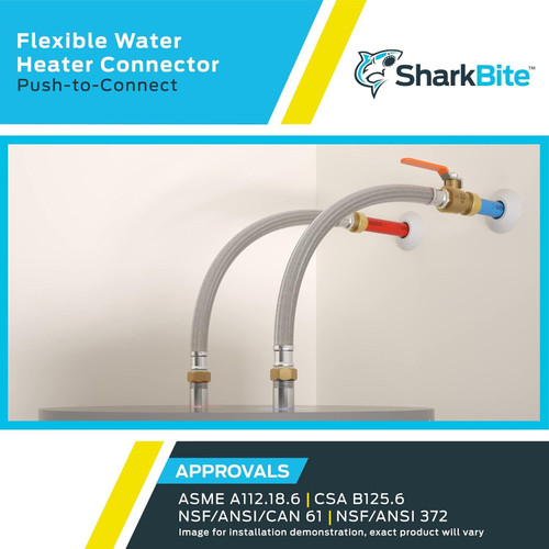 SharkBite U3088FLEX18BVLF  3/4" Push-to-Connect x 3/4" FIP x 18" Length Stainless Steel Braided Water Heater Connector with Ball Valve Image 4
