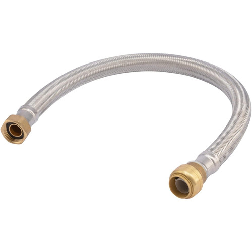 SharkBite U3088FLEX24LF  3/4" Push-to-Connect x 3/4" FIP x 24" Length Stainless Steel Braided Water Heater Connector Hose Image 0