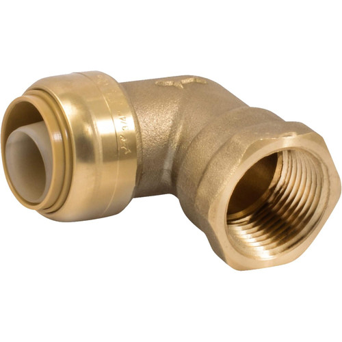 SharkBite U314LFA  3/4" Push-to-Connect x 3/4" FNPT Brass Adapter 90-Degree Elbow Image 0