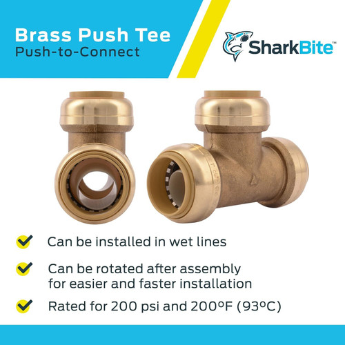 SharkBite U374LFA  1" Push-to-Connect Brass Tee Image 3