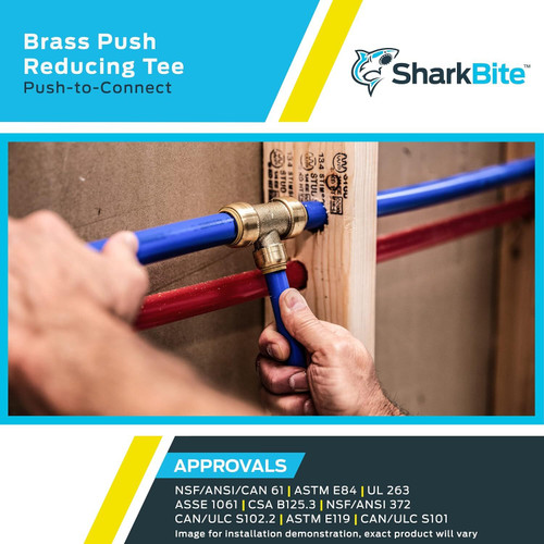 SharkBite U416LFA  1" x 1" x 3/4" Push-to-Connect Brass Reduciing Tee Image 4