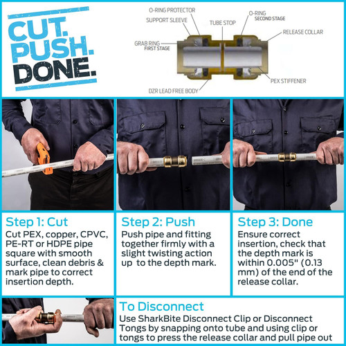 SharkBite U648LFA  1/2" x 1/2" Push-to-Connect Brass 45-Degree Elbow Image 4