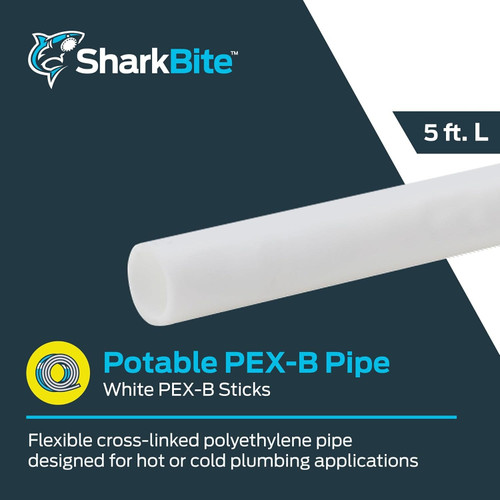 SharkBite U850W5  1/4" White PEX-B Pipe 5' Stick Image 1