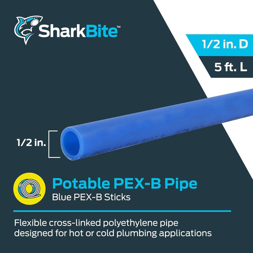 SharkBite U860B5  1/2" Blue PEX-B Pipe 5' Stick Image 1