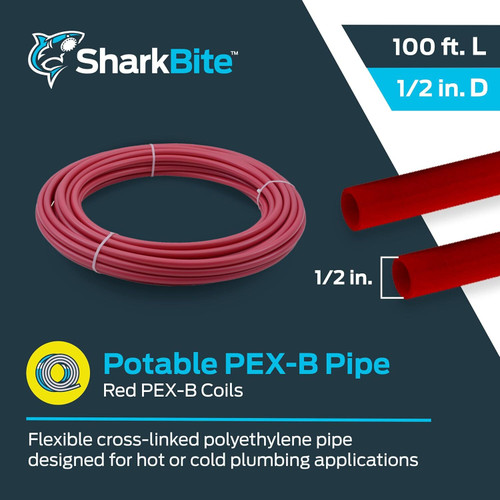 SharkBite U860R100  1/2" Red PEX-B Pipe 100' Coil Image 1