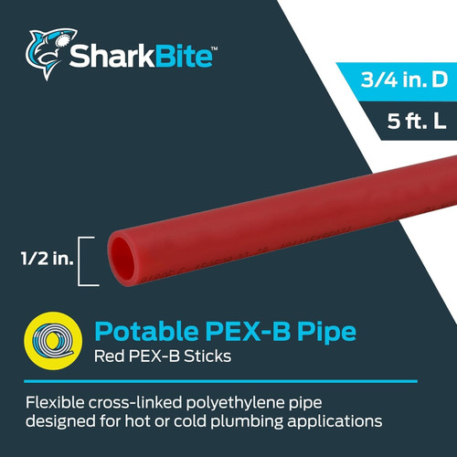 SharkBite U860R5  1/2" Red PEX-B Pipe 5' Stick Image 1