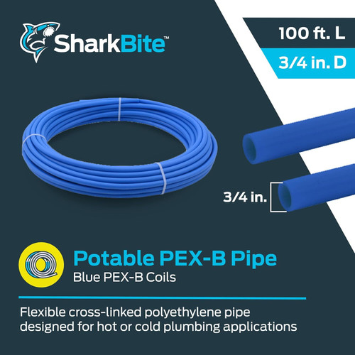 SharkBite U870B100  3/4" Blue PEX-B Pipe 100' Coil Image 1
