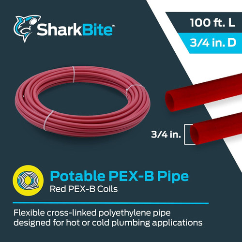 SharkBite U870R100  3/4" Red PEX-B Pipe 100' Coil Image 1