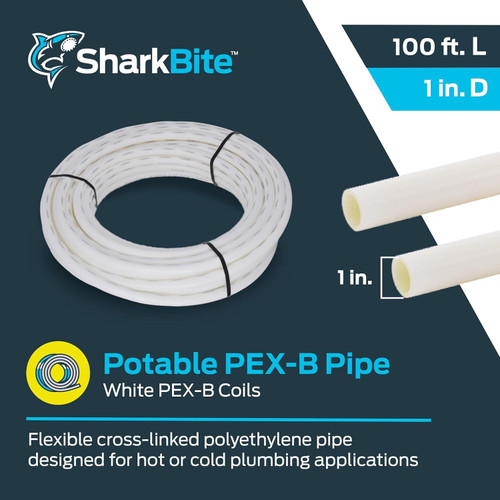 SharkBite U880W100  1" White PEX-B Pipe 100' Coil Image 1