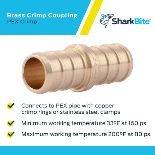 SharkBite UC008LFA  1/2" x 1/2" Barbed Brass Coupler for PEX Image 3