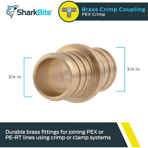 SharkBite UC016LFA  3/4" x 3/4" Barbed Brass Coupler for PEX Image 1