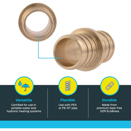 SharkBite UC016LFA  3/4" x 3/4" Barbed Brass Coupler for PEX Image 2