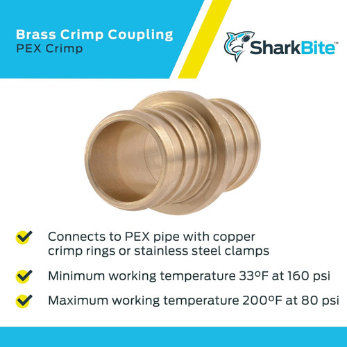 SharkBite UC016LFA  3/4" x 3/4" Barbed Brass Coupler for PEX Image 3