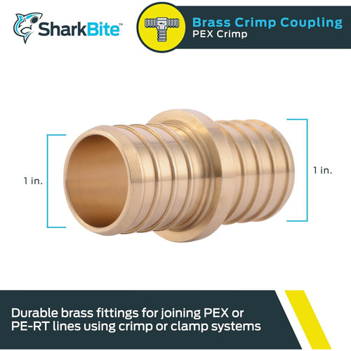 SharkBite UC020LFA  1" x 1" Barbed Brass Coupler for PEX Image 1