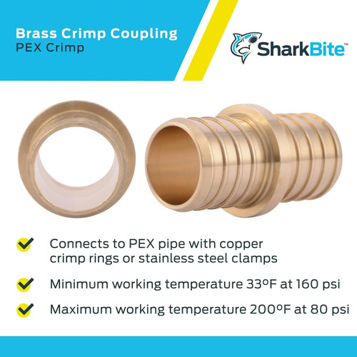 SharkBite UC020LFA  1" x 1" Barbed Brass Coupler for PEX Image 3