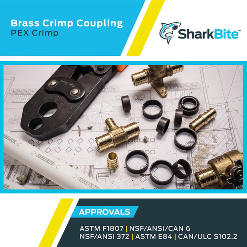 SharkBite UC020LFA  1" x 1" Barbed Brass Coupler for PEX Image 4