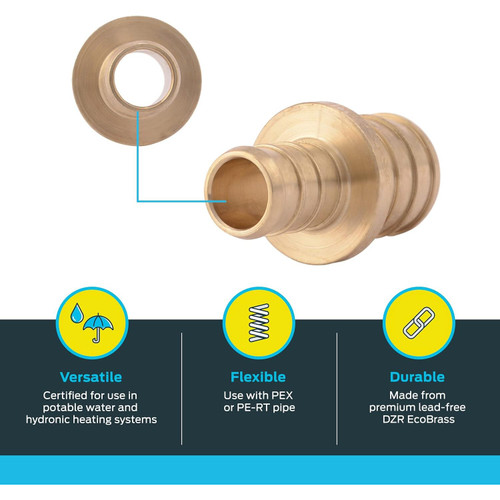 SharkBite UC058LFA  1/2" x 3/4" Barbed Brass Reducing Coupler for PEX Image 2