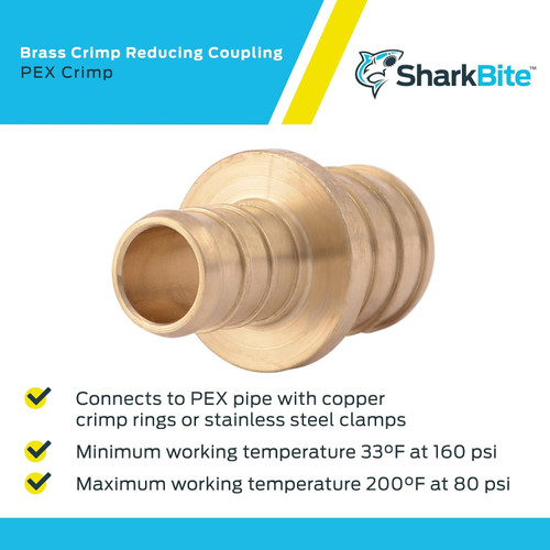 SharkBite UC058LFA  1/2" x 3/4" Barbed Brass Reducing Coupler for PEX Image 3