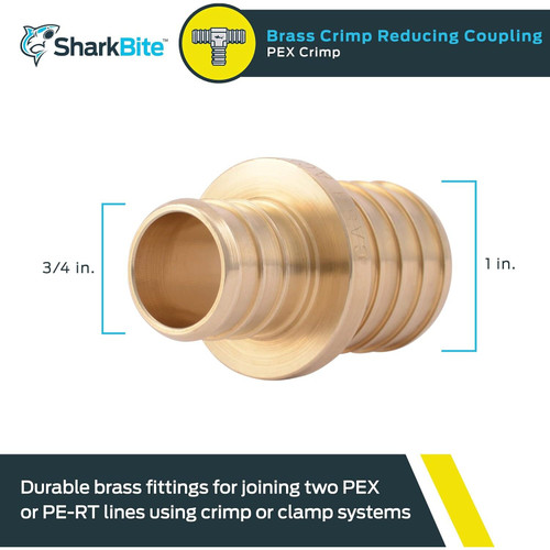 SharkBite UC060LFA  3/4" x 1" Barbed Brass Reducing Coupler for PEX Image 1