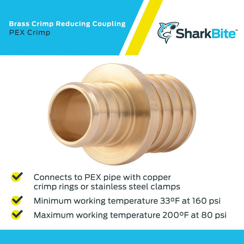 SharkBite UC060LFA  3/4" x 1" Barbed Brass Reducing Coupler for PEX Image 3