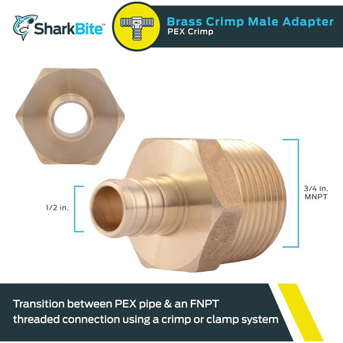 SharkBite UC116LFA   1/2" Barb x 3/4" MNPT Brass Male Connector for PEX Image 1