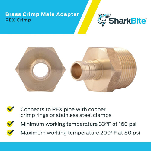 SharkBite UC116LFA   1/2" Barb x 3/4" MNPT Brass Male Connector for PEX Image 3