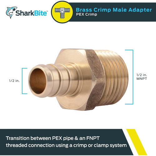 SharkBite UC120LFA  1/2" Barb x 1/2" MNPT Brass Male Connector for PEX Image 1