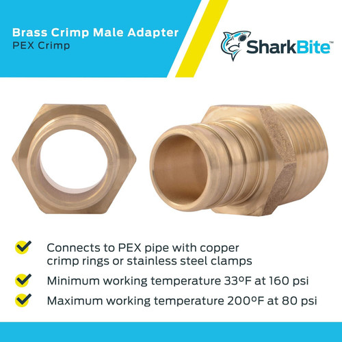 SharkBite UC138LFA  3/4" Barb x 1/2" MNPT Brass Male Connector for PEX Image 3