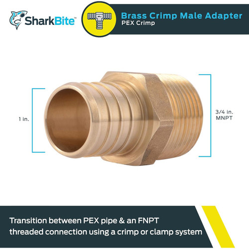 SharkBite UC142LFA  1" Barb x 3/4" MNPT Brass Male Connector for PEX Image 1