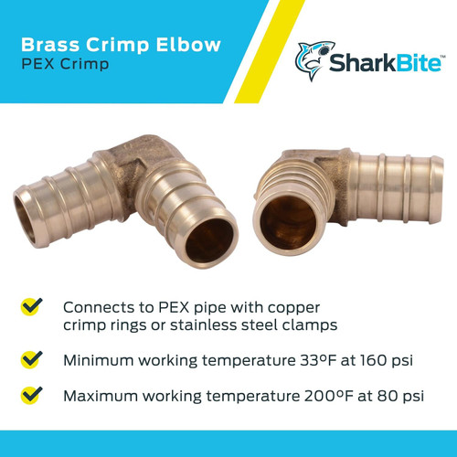 SharkBite UC260LFA  1" x 1" Barbed Brass 90 Degree Elbow for PEX Image 3