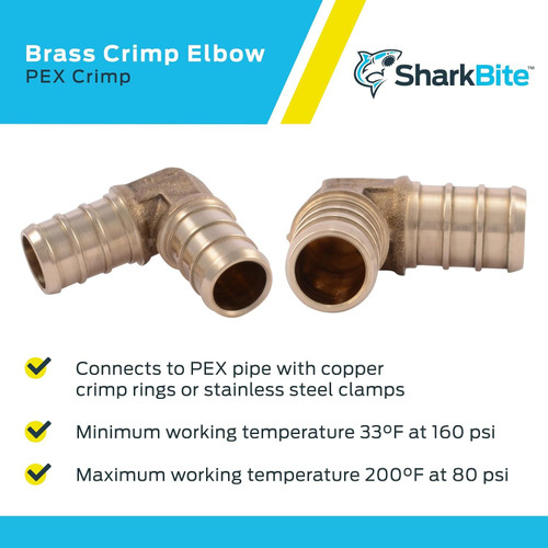 SharkBite UC274LFA  1/2" x 3/4" Barbed Brass 90 Degree Reducing Elbow for PEX Image 3