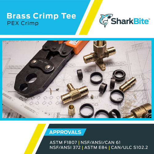 SharkBite UC362LFA  1/2" x 1/2" x 1/2" Barbed Brass Tee for PEX Image 4