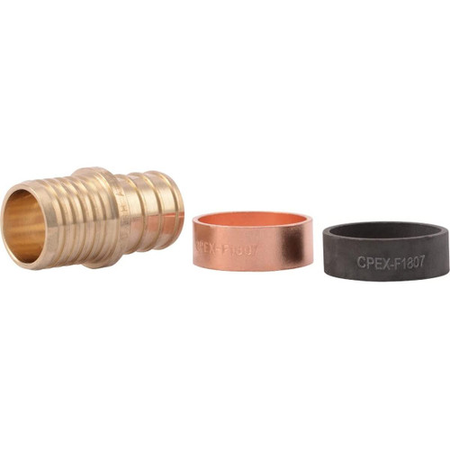 SharkBite UC4016LFA  3/4" x 3/4" Barbed Brass Transition Adapter for PEX to Polybutylene Pipe Image 0
