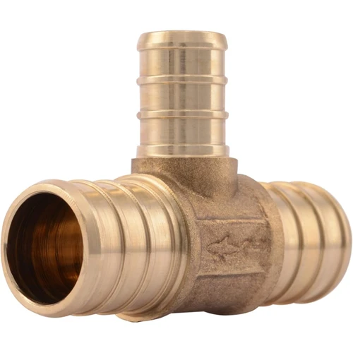 SharkBite UC412LFA  3/4" x 3/4" x 1/2" Barbed Brass Reducing Tee for PEX Image 0