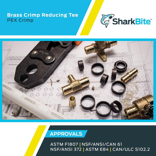 SharkBite UC412LFA  3/4" x 3/4" x 1/2" Barbed Brass Reducing Tee for PEX Image 4