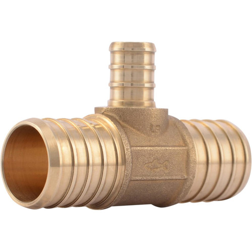 SharkBite UC415LFA  1" x 1" x 1/2" Barbed Brass Reducing Tee for PEX Image 0