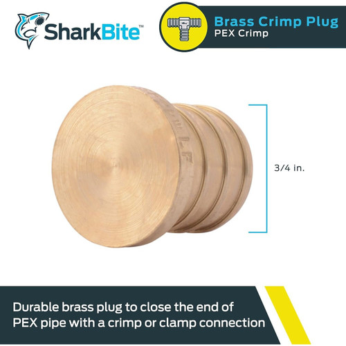 SharkBite UC518LFA  3/4" Barb Brass End Plug for PEX Image 1