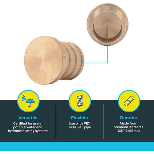 SharkBite UC518LFA  3/4" Barb Brass End Plug for PEX Image 2