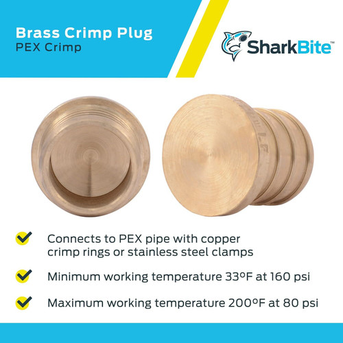 SharkBite UC518LFA  3/4" Barb Brass End Plug for PEX Image 3