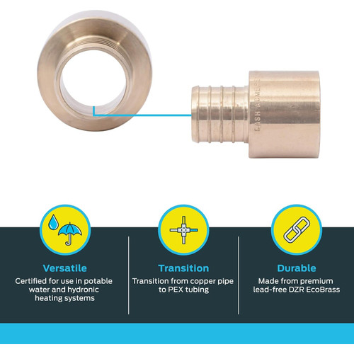 SharkBite UC605LFA  1" Barb x 1" Female Brass Sweat Adapter for PEX to Copper Pipe Image 3