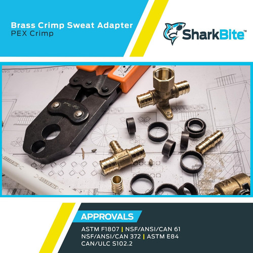 SharkBite UC606LFA  3/4" Barb x 3/4" Female Brass Sweat Adapter for PEX to Copper Pipe Image 5