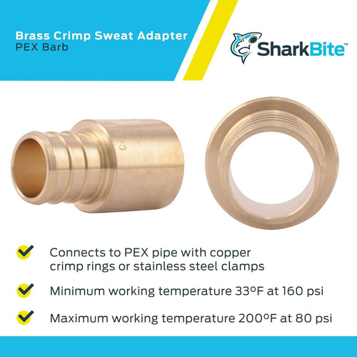 SharkBite UC607LFA  1/2" Barb x 1/2" Male Brass Sweat Adapter for PEX to Copper Pipe Image 4