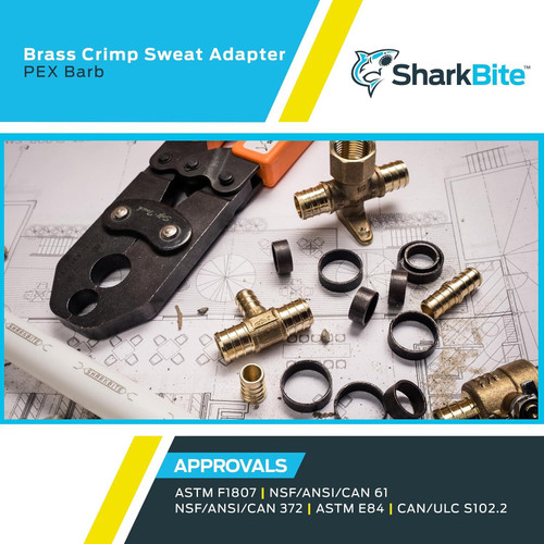 SharkBite UC608LFA  3/4" Barb x 3/4" Male Brass Sweat Adapter for PEX to Copper Pipe Image 5